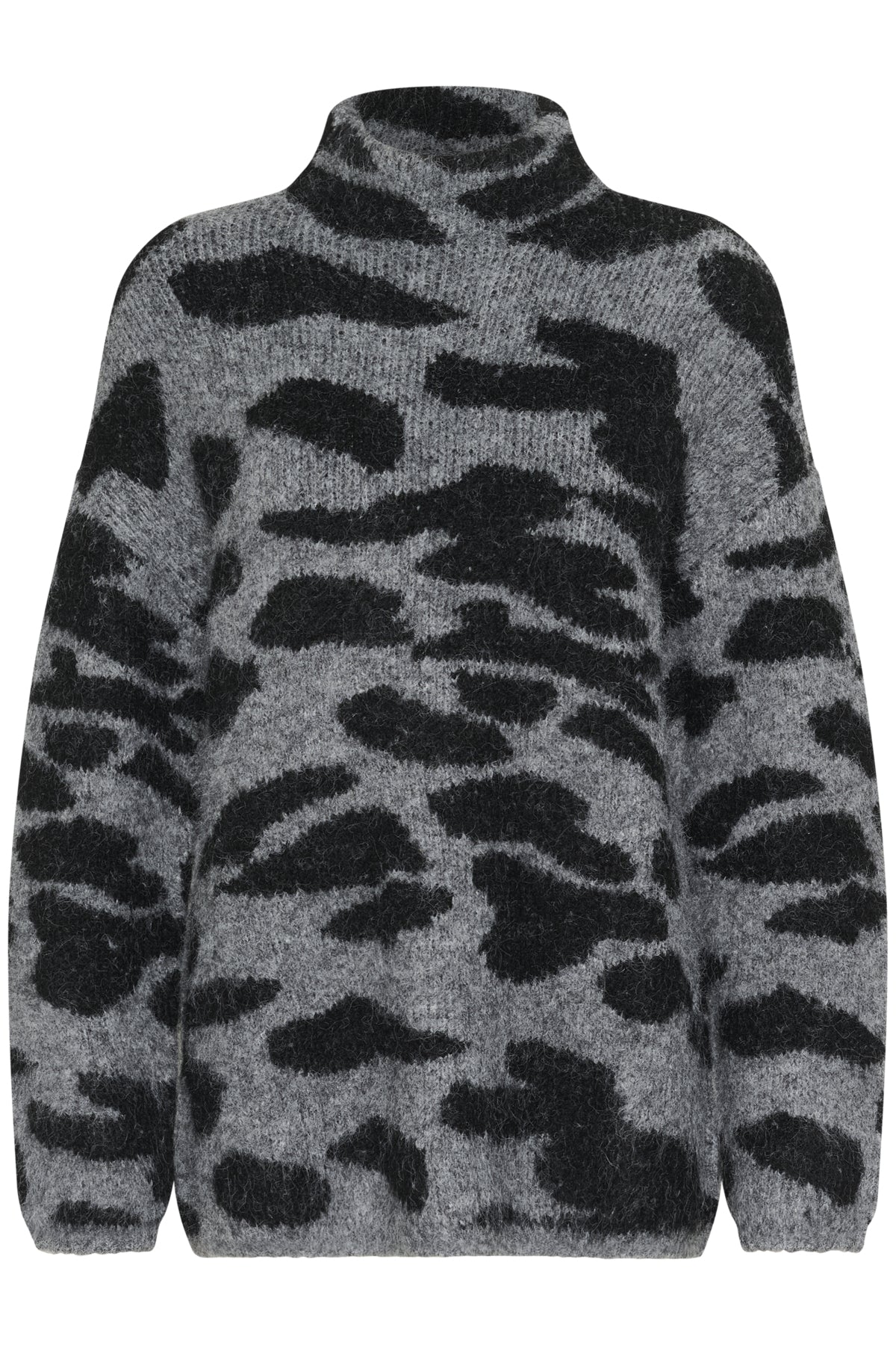 CRElmas pullover Greymelange and black animal - 10614246