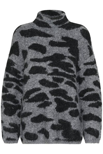 CRElmas pullover Greymelange and black animal - 10614246 Thumbnail