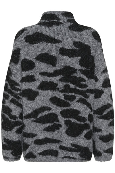 CRElmas pullover Greymelange and black animal - 10614246 Thumbnail