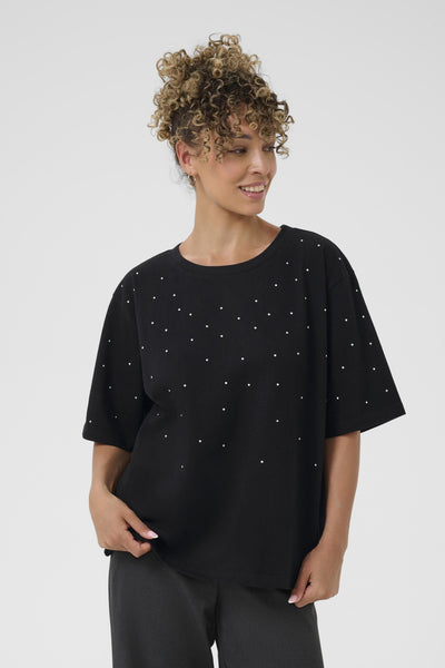 CRLeona Studs Tshirt Pitch Black - 10614271 Thumbnail