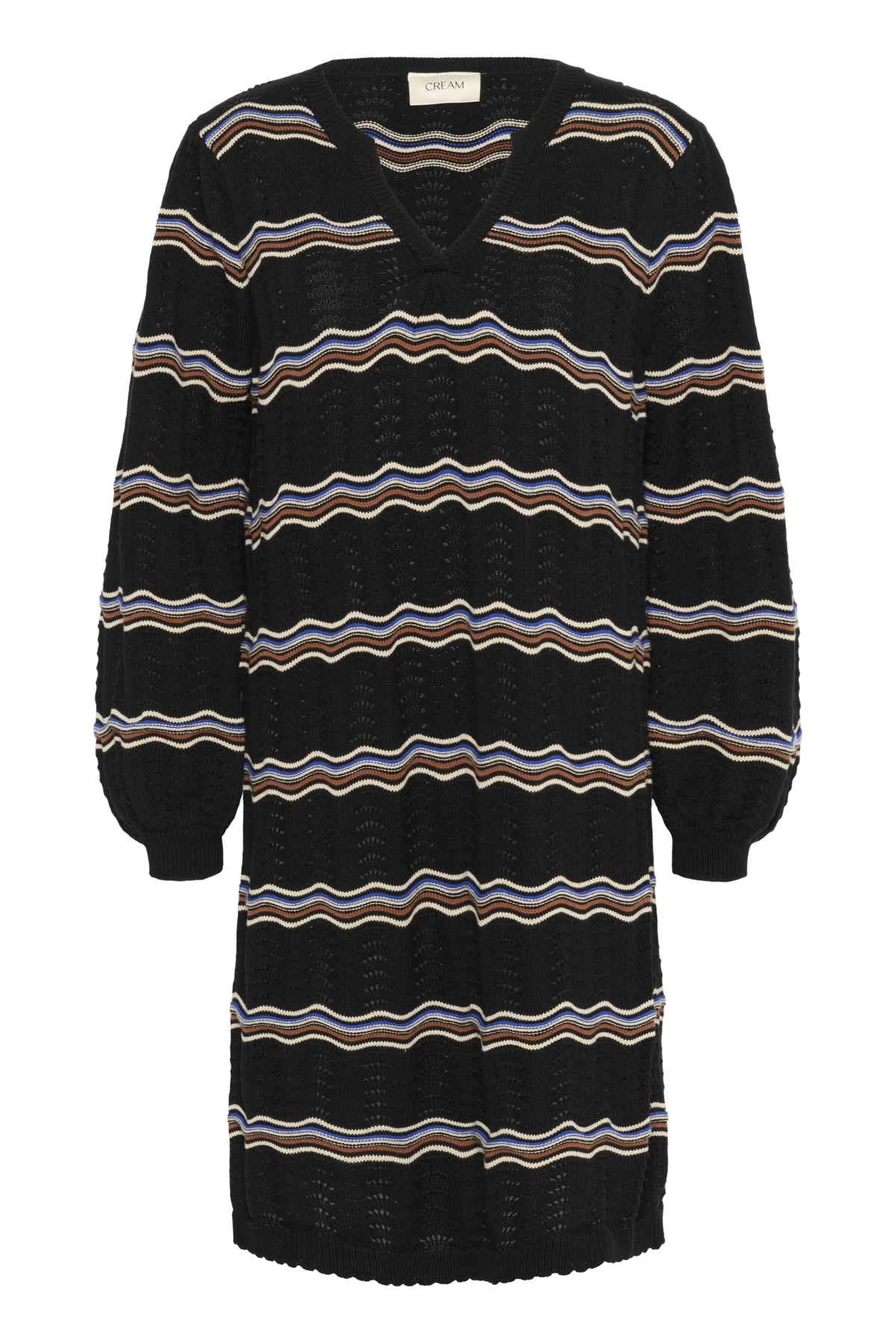 CRWavy Knit Dress Black wavy stripe - 10614301