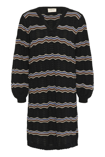 CRWavy Knit Dress Black wavy stripe - 10614301 Thumbnail