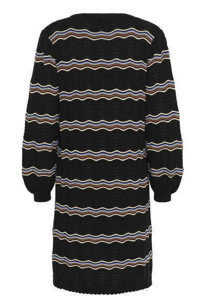 CRWavy Knit Dress Black wavy stripe - 10614301 Thumbnail
