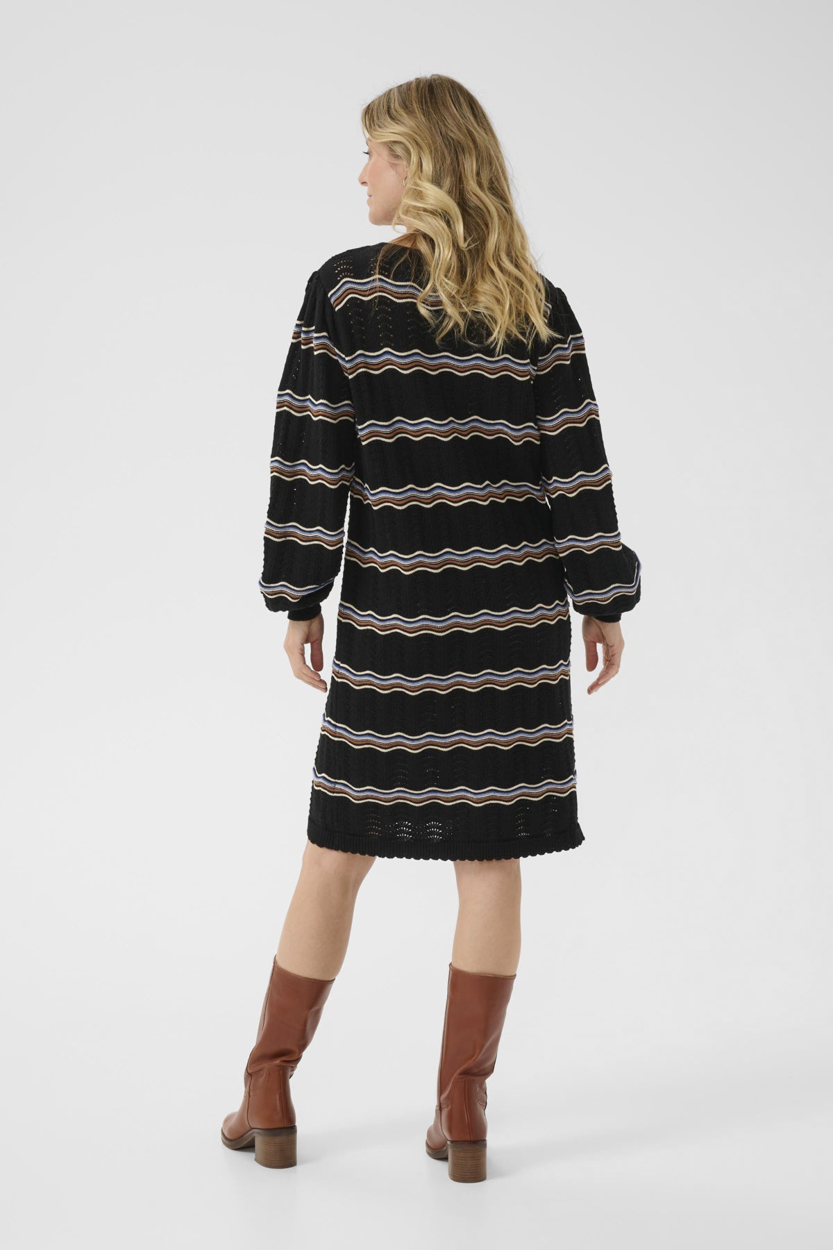 CRWavy Knit Dress Black wavy stripe - 10614301