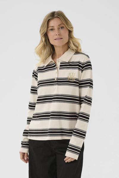 CRCarmell polo sweatshirt Birch and black stripe - 10614302 Thumbnail