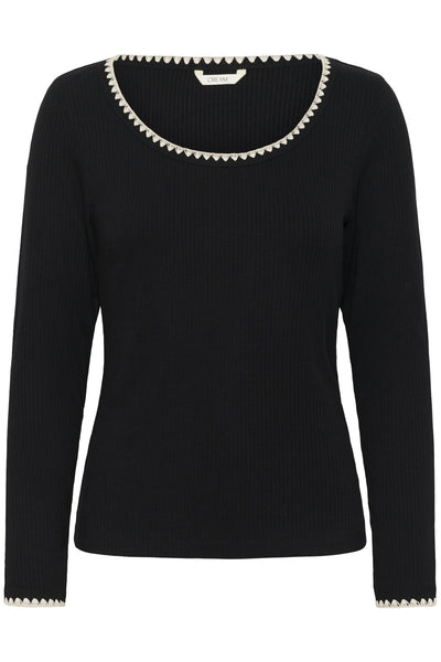 CRRibba Embroidery LS T-Shirt Pitch Black - 10614310 Thumbnail