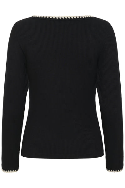 CRRibba Embroidery LS T-Shirt Pitch Black - 10614310 Thumbnail
