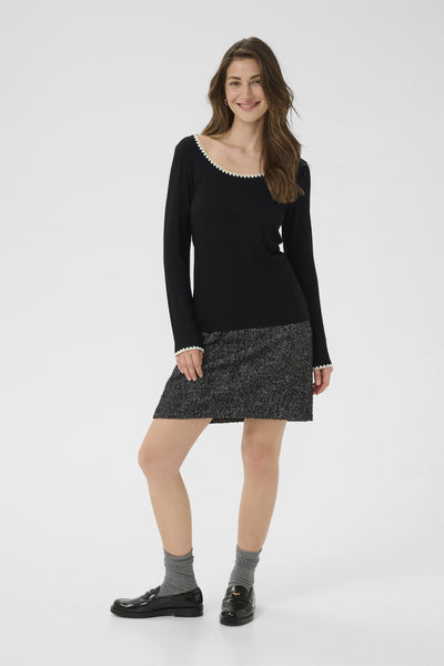 CRRibba Embroidery LS T-Shirt Pitch Black - 10614310 Thumbnail