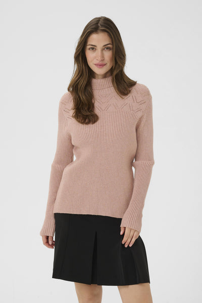 CRDela Rollneck Pullover Mahogany Rose Melange - 10614331 Thumbnail