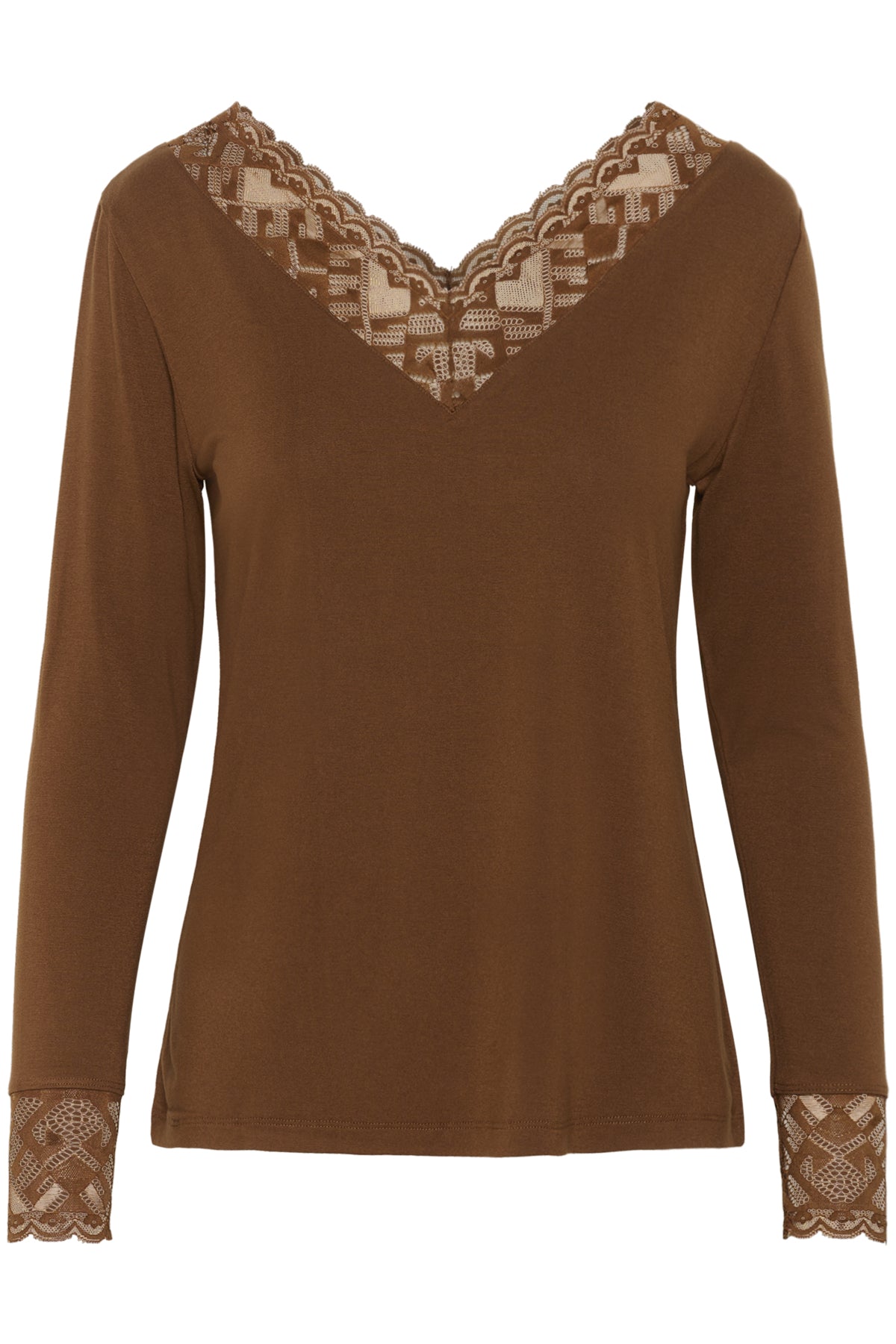 CRTrulla LS Lace T-Shirt Sorrel Horse - 10614334