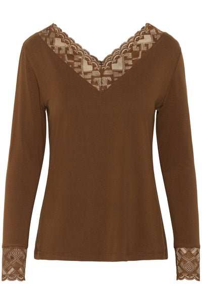 CRTrulla LS Lace T-Shirt Sorrel Horse - 10614334 Thumbnail