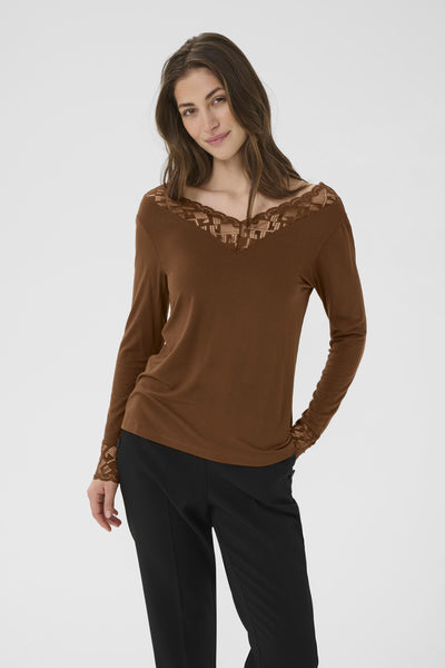 CRTrulla LS Lace T-Shirt Sorrel Horse - 10614334 Thumbnail