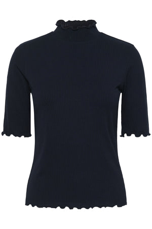 CRRibba turtle neck Tshirt Pitch Black - 10614355