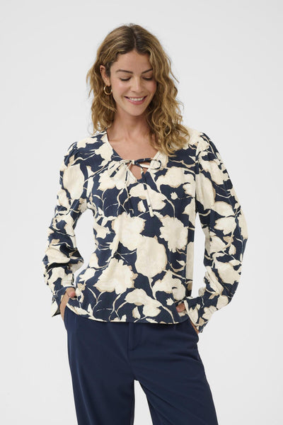 CRClaire Blouse Navy Flower Print - 109028 - 10614591 Thumbnail