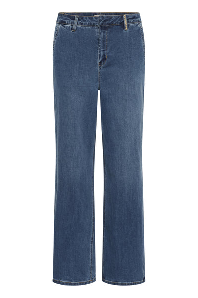 CRVisti Emb Straight Leg Pant Seattle Mid Blue Denim - 10642 - 10614739 Thumbnail