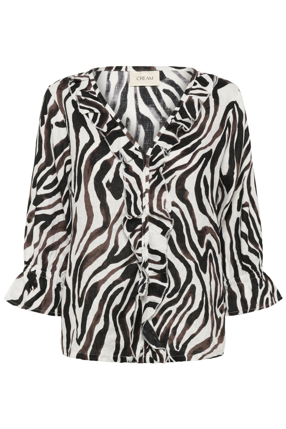 CRBellis Frill Blouse Black White Animal - 109051 - 10614831