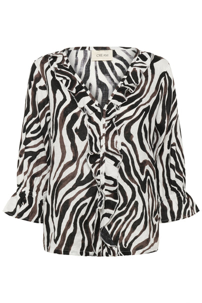 CRBellis Frill Blouse Black White Animal - 109051 - 10614831 Thumbnail