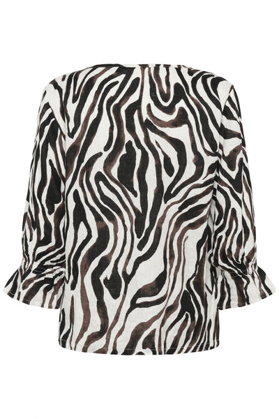 CRBellis Frill Blouse Black White Animal - 109051 - 10614831 Thumbnail