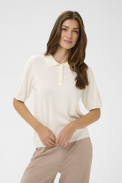 CRHanne Knit Polo Whisper White - 110701 - 10614974 Thumbnail