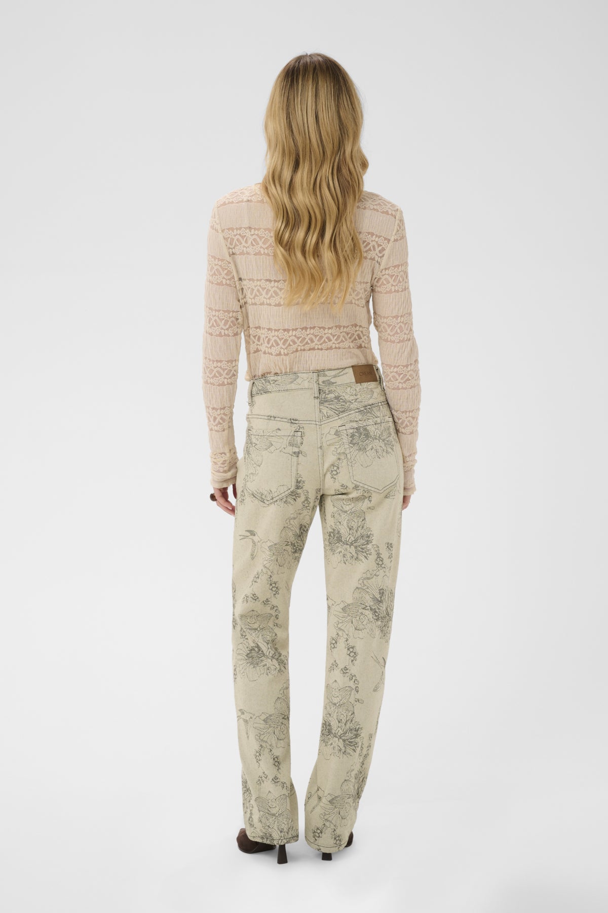 CRVatta Jacquard Pant Ecru Flower Jacquard - 109544 - 10615126