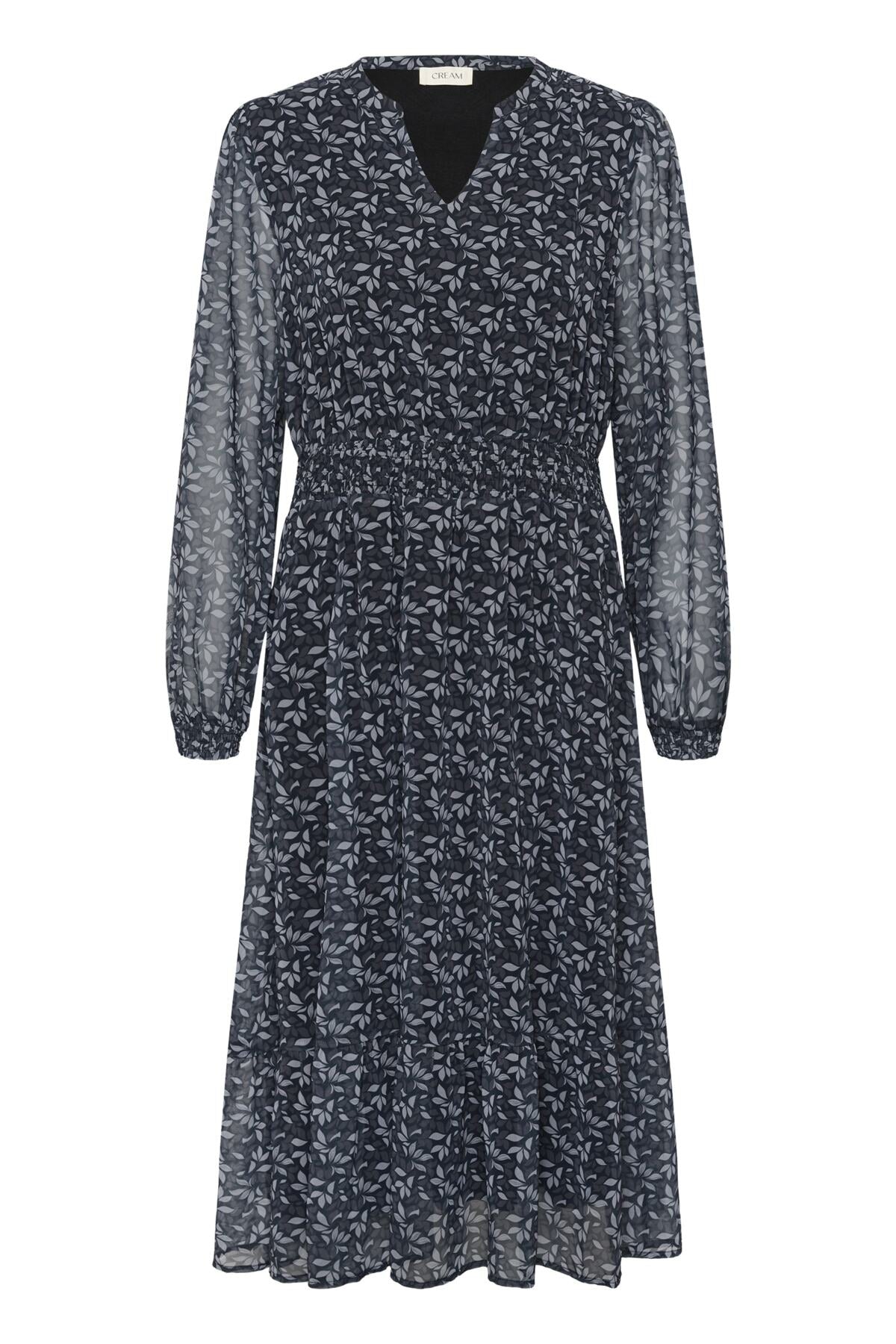 CRYuna Midi Dress Black Neutral Leaf - 109585 - 10615248