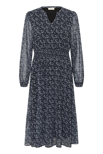 CRYuna Midi Dress Black Neutral Leaf - 109585 - 10615248 Thumbnail