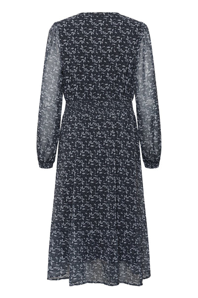 CRYuna Midi Dress Black Neutral Leaf - 109585 - 10615248 Thumbnail