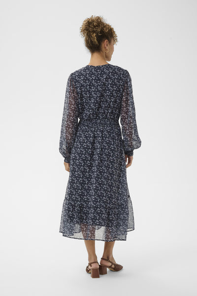 CRYuna Midi Dress Black Neutral Leaf - 109585 - 10615248 Thumbnail