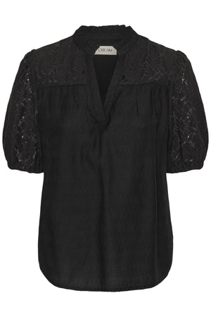 CRLiselin Short Sleeve Lace Bl Pitch Black - 100120 - 10615281