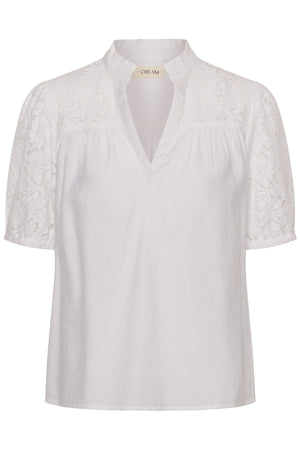 CRLiselin Short Sleeve Lace Bl Snow White - 110602 - 10615281