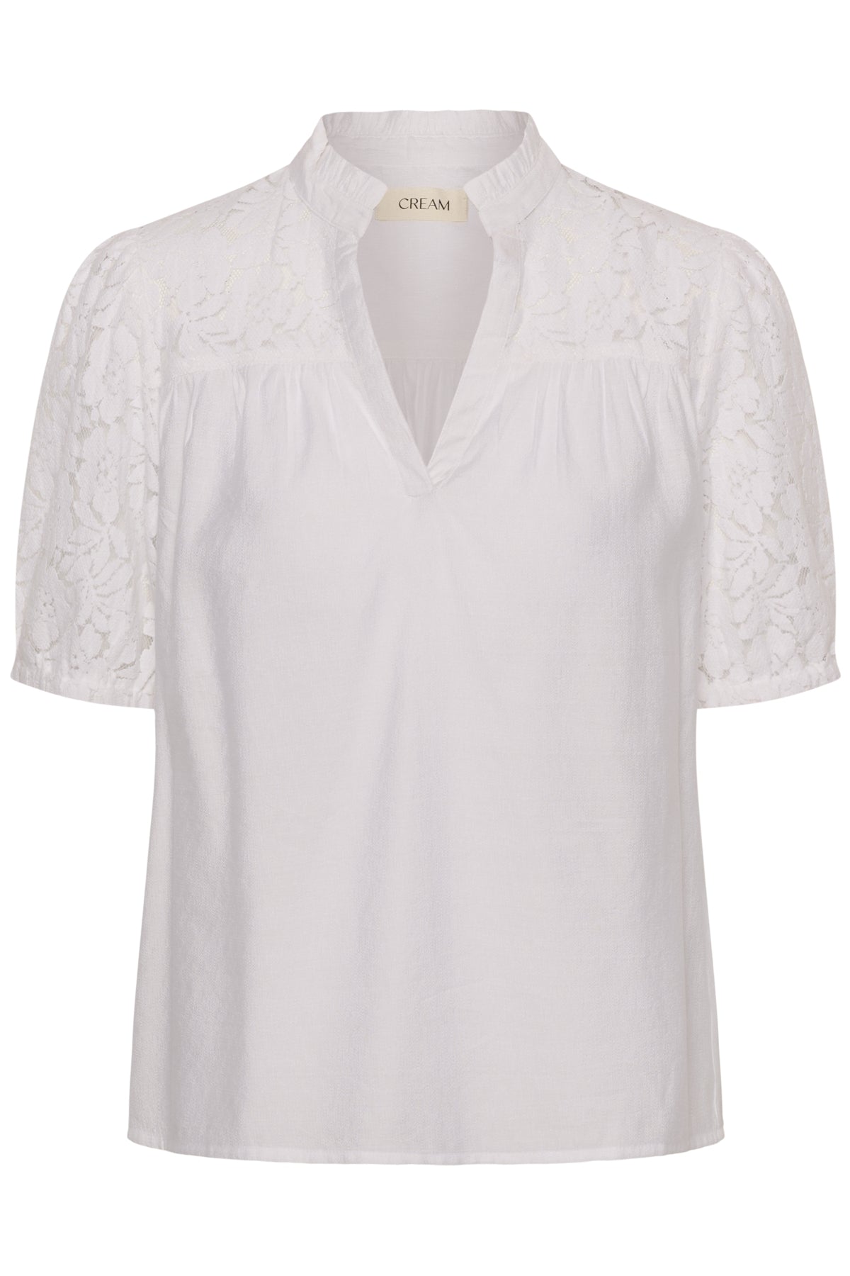 CRLiselin Short Sleeve Lace Bl Snow White - 110602 - 10615281