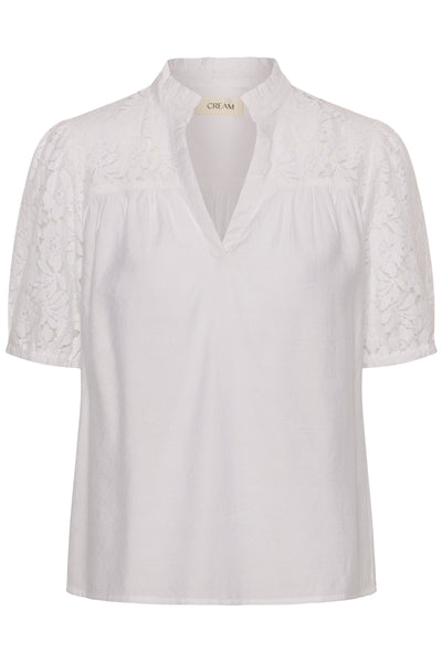 CRLiselin Short Sleeve Lace Bl Snow White - 110602 - 10615281 Thumbnail