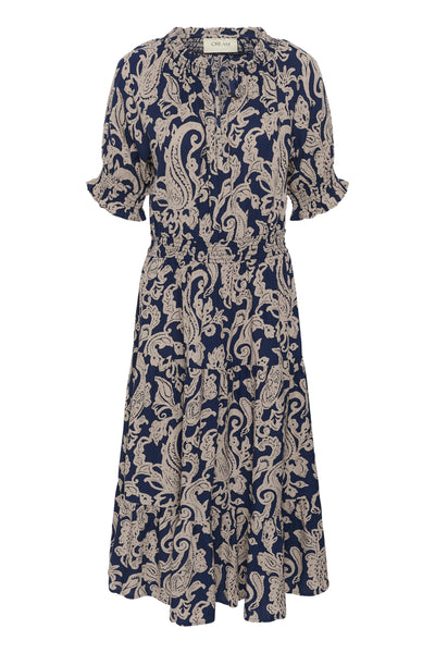 CRLucy Short Sleeve Long Dress Blue Paisley - 106905 - 10615288 Thumbnail