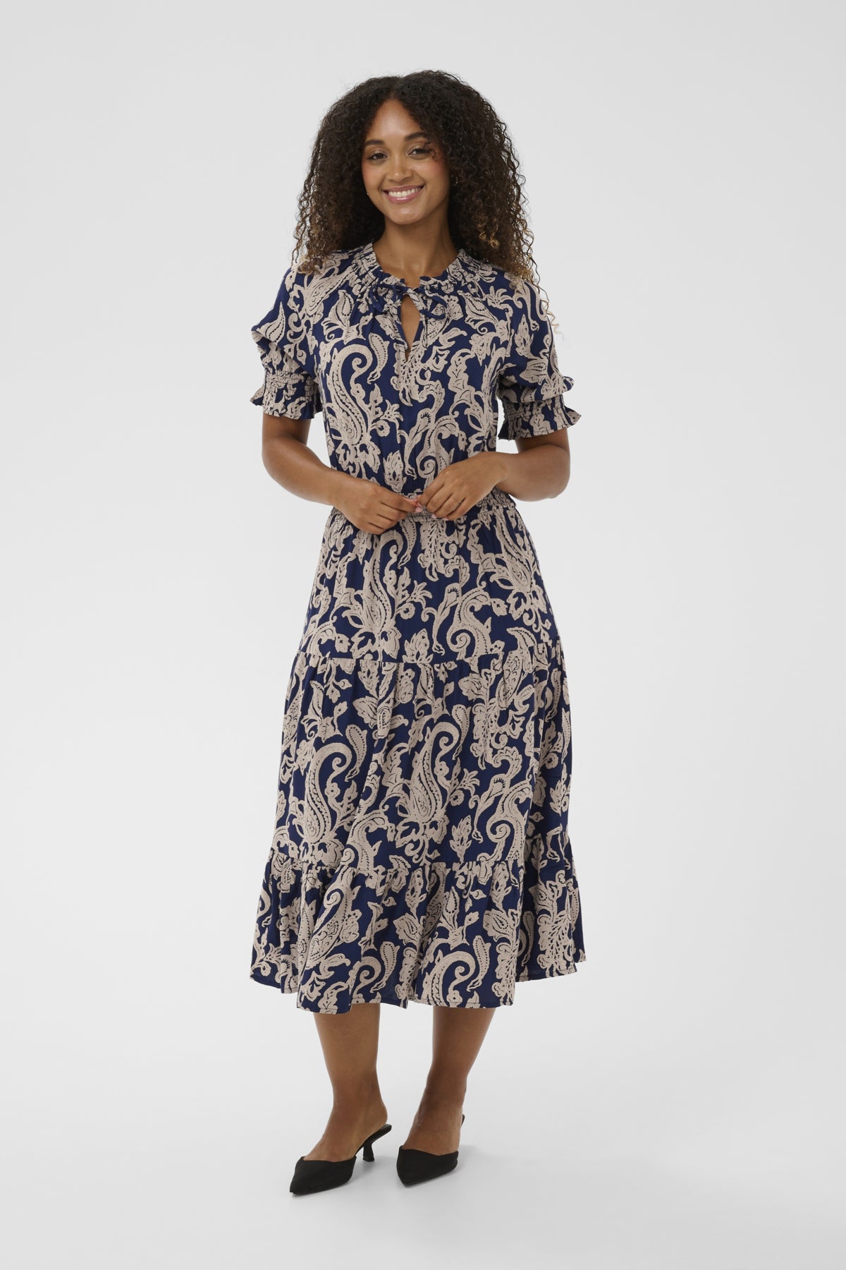 CRLucy Short Sleeve Long Dress Blue Paisley - 106905 - 10615288
