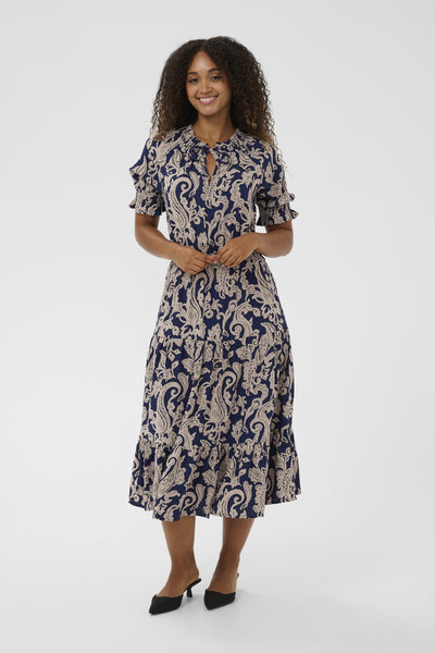 CRLucy Short Sleeve Long Dress Blue Paisley - 106905 - 10615288 Thumbnail