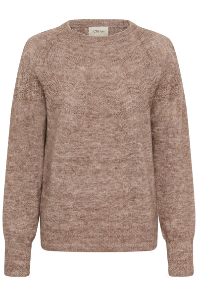 CRJunah Pointelle Pullover Dark Oat Melange - 109936 - 10615297 Thumbnail
