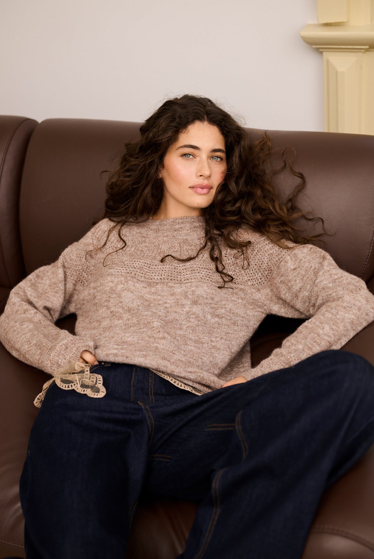 CRJunah Pointelle Pullover Dark Oat Melange - 109936 - 10615297