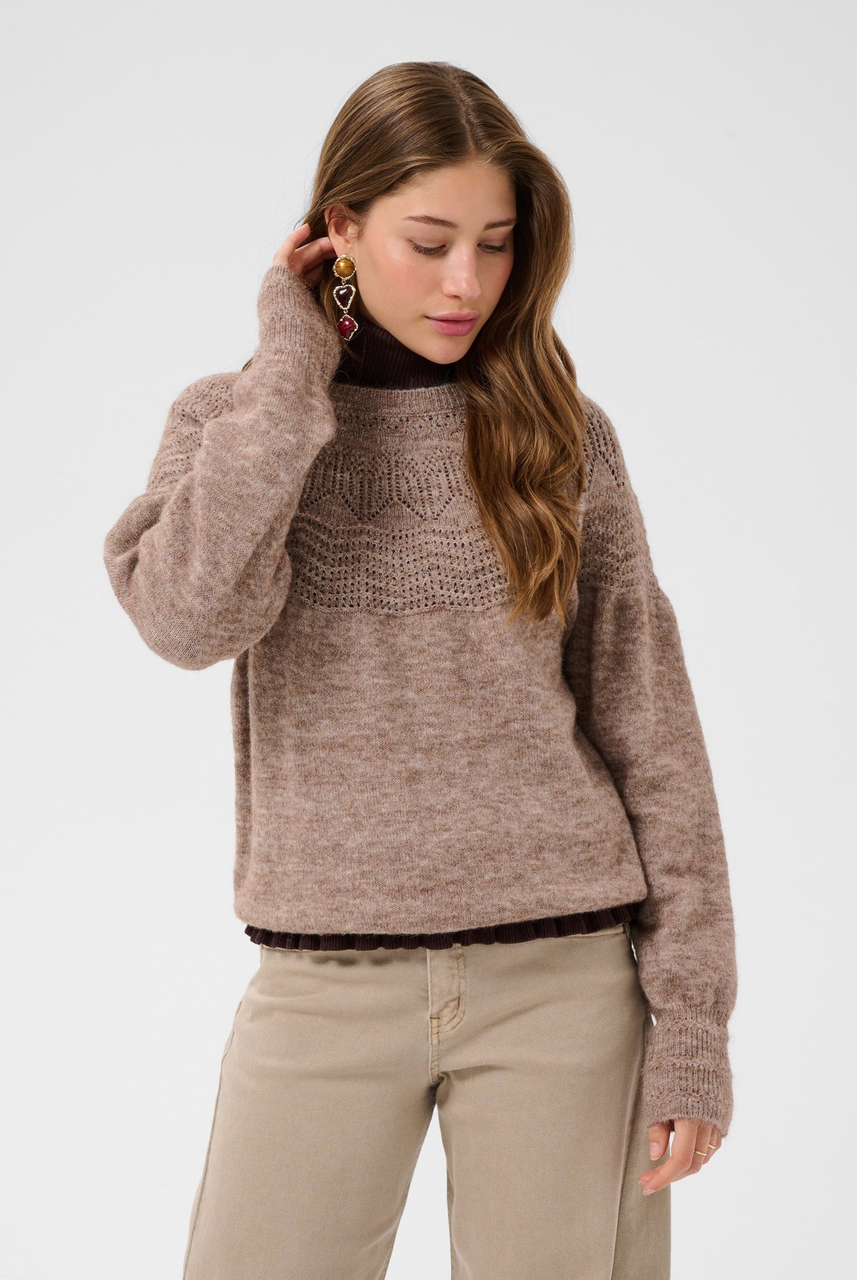 CRJunah Pointelle Pullover Dark Oat Melange - 109936 - 10615297