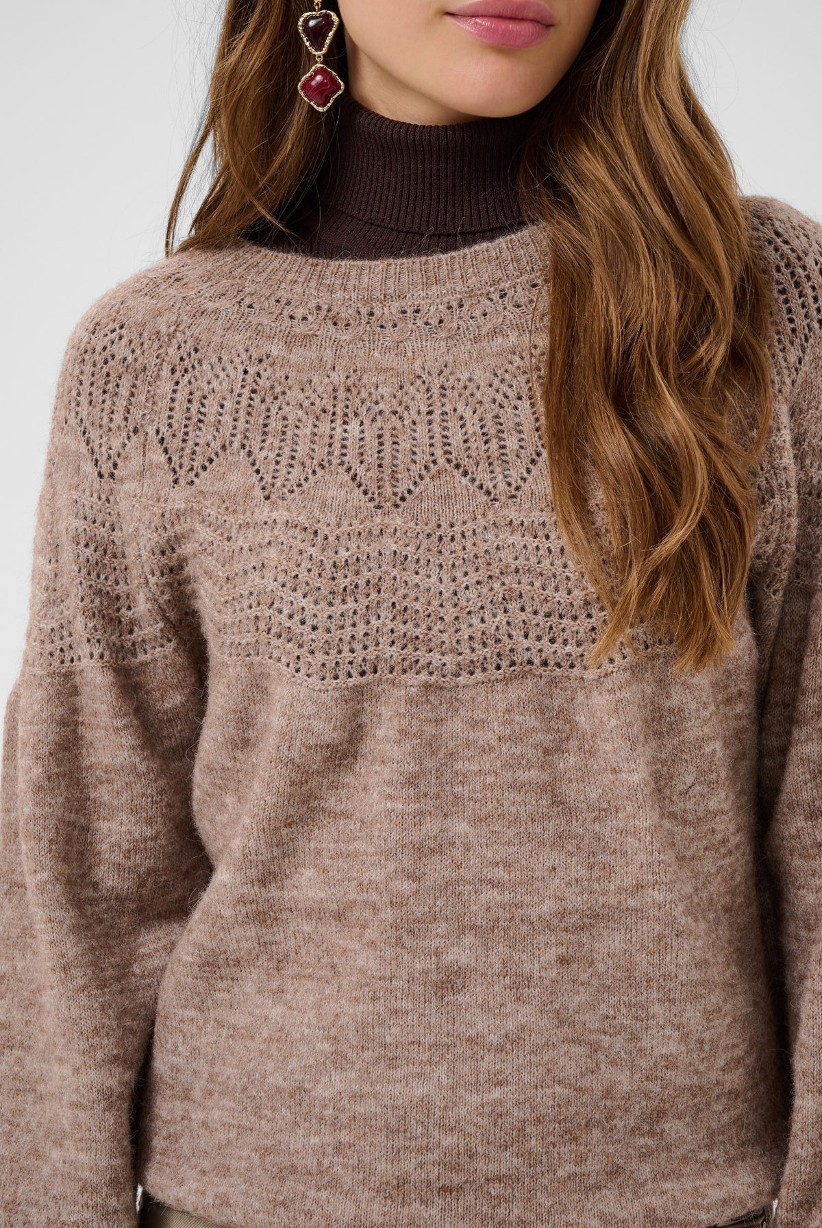 CRJunah Pointelle Pullover Dark Oat Melange - 109936 - 10615297
