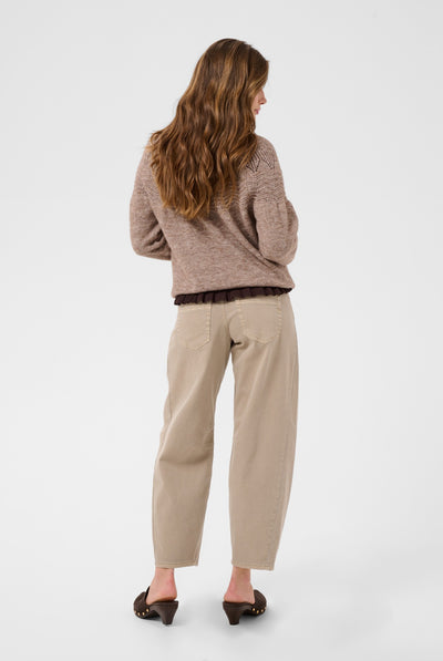 CRJunah Pointelle Pullover Dark Oat Melange - 109936 - 10615297 Thumbnail