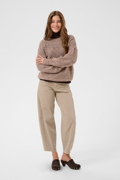 CRJunah Pointelle Pullover Dark Oat Melange - 109936 - 10615297 Thumbnail