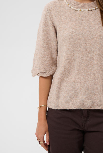 CRTrusty Knit Blouse Oat melange - 100232 - 10615358 Thumbnail