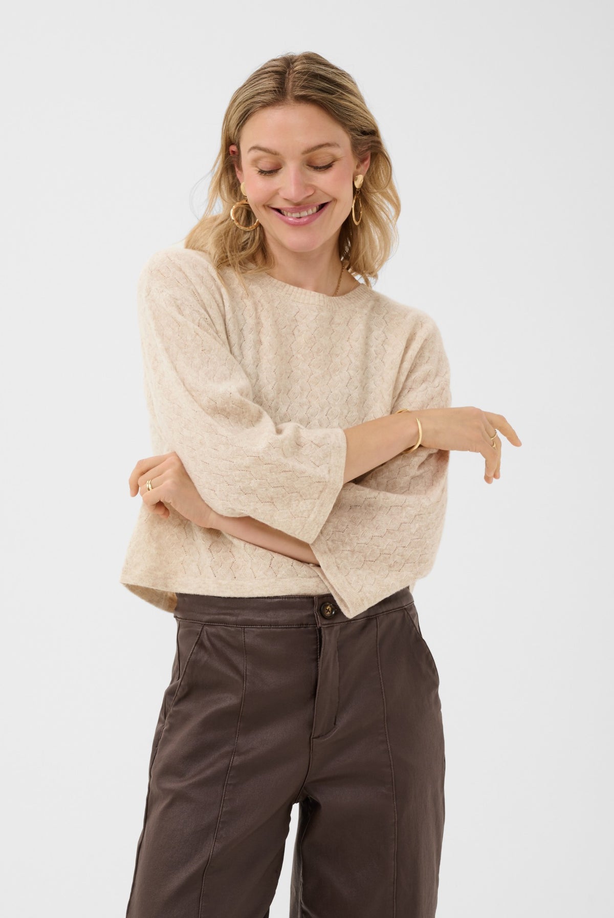 CRMela 3/4 Sleeve Pullover Oat melange - 100232 - 10615365