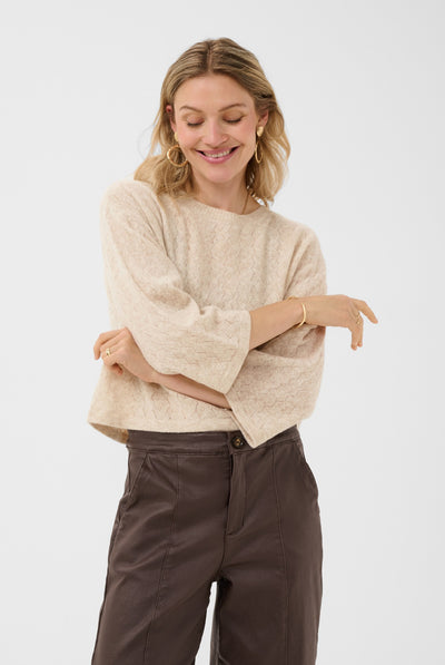 CRMela 3/4 Sleeve Pullover Oat melange - 100232 - 10615365 Thumbnail