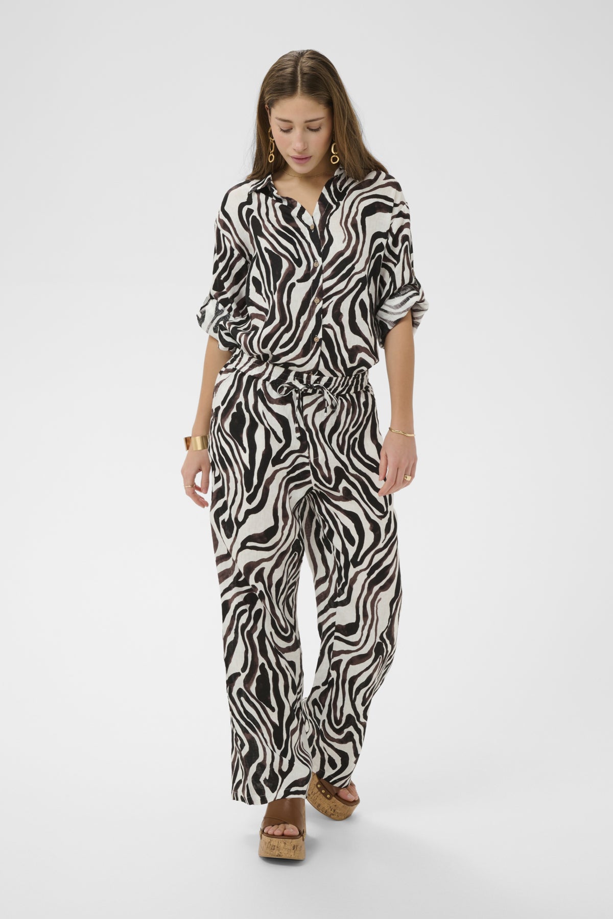 CRBellis Linen Pant Black White Animal - 109051 - 10615410