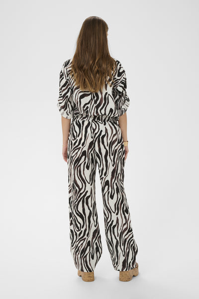 CRBellis Linen Pant Black White Animal - 109051 - 10615410 Thumbnail