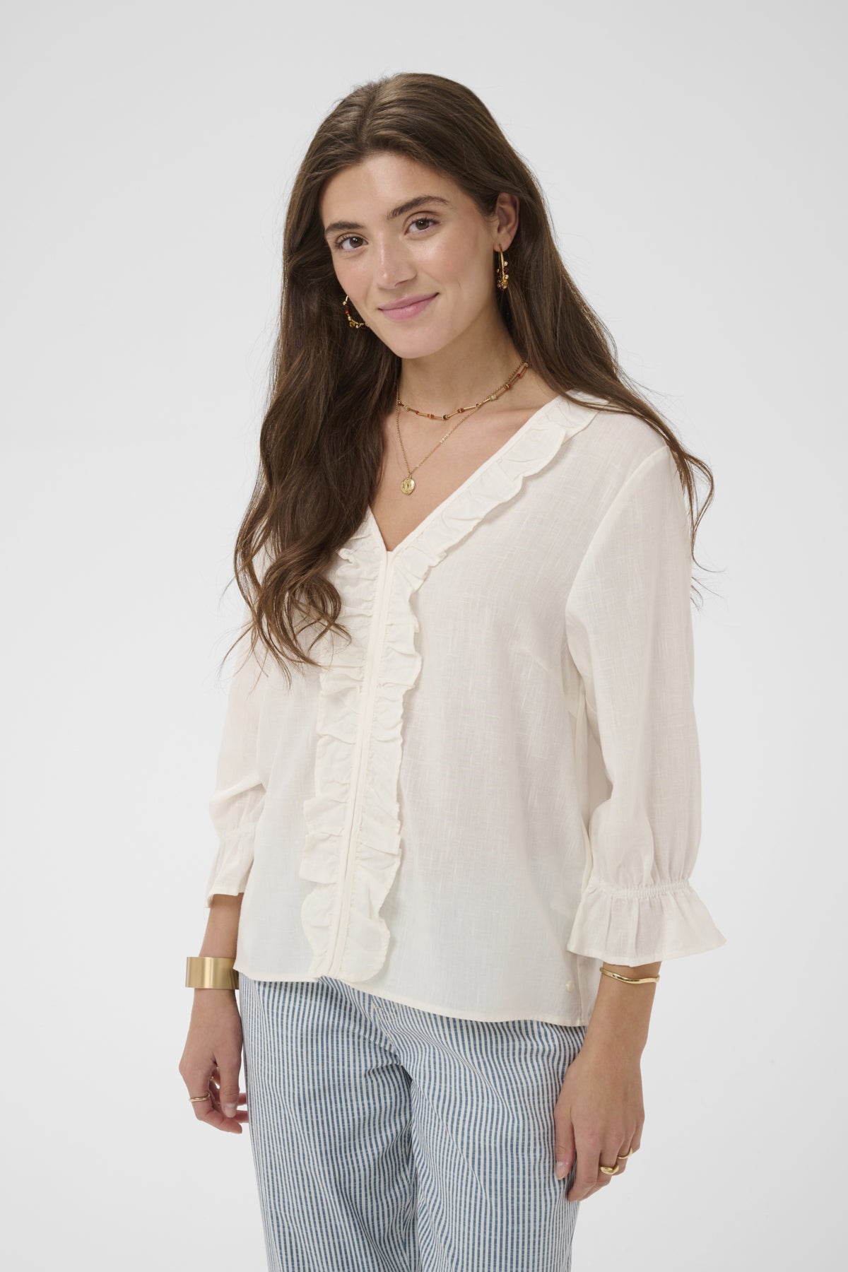 CRBirgit Frill Blouse Snow White - 110602 - 10615412