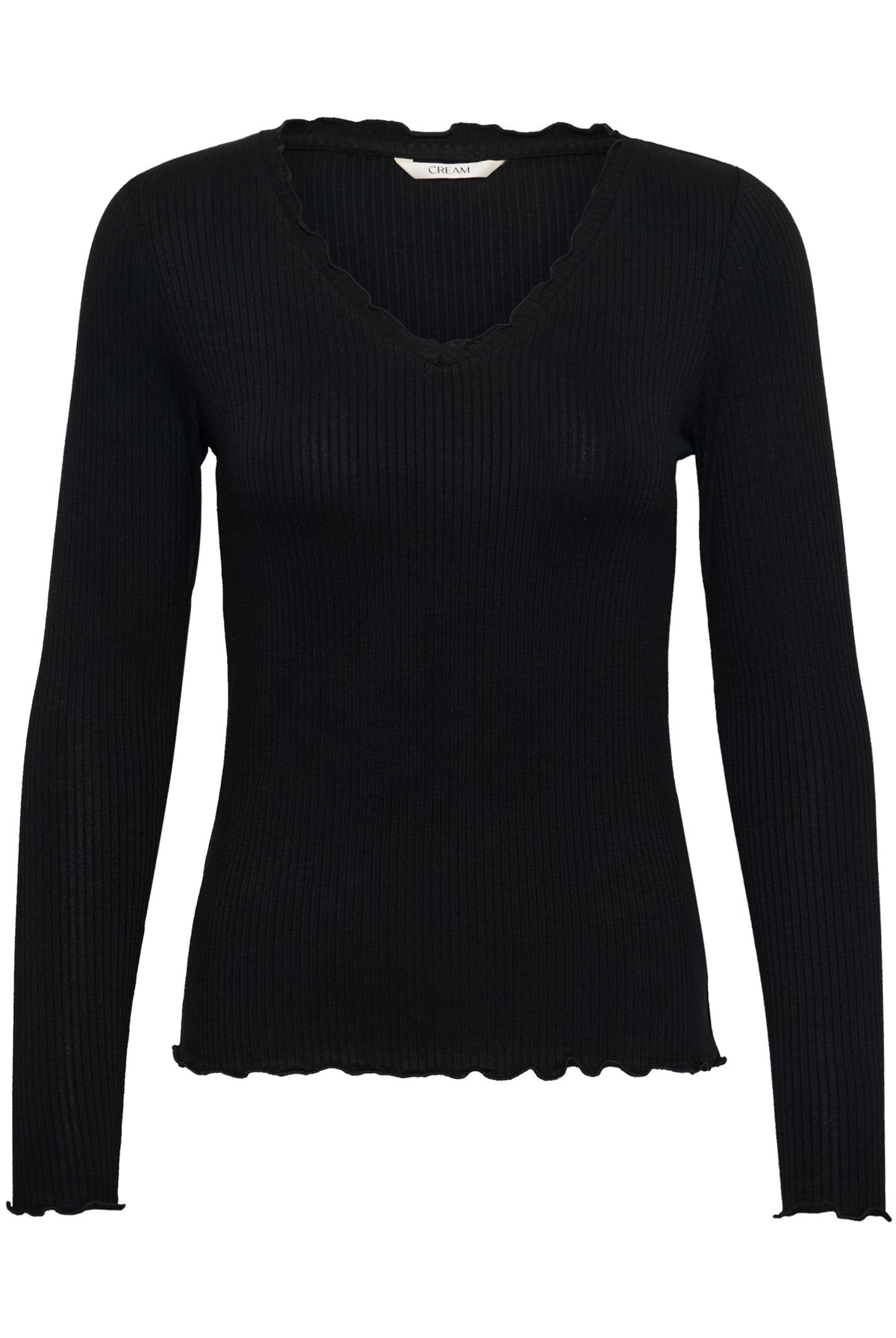 CRRibba LS V-neck Tshirt Pitch Black - 100120 - 10615480