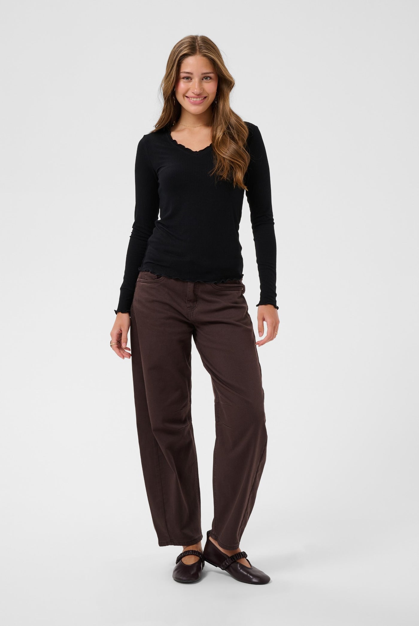 CRRibba LS V-neck Tshirt Pitch Black - 100120 - 10615480