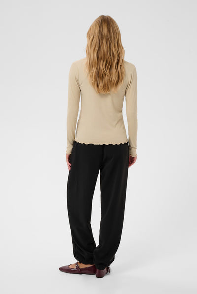 CRRibba LS V-neck Tshirt Oatmeal - 130401 - 10615480 Thumbnail